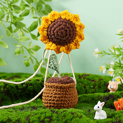 Gehäkeltes Sonnenblumen-Hängeornament&nbsp;AJEW-WH0475-35
