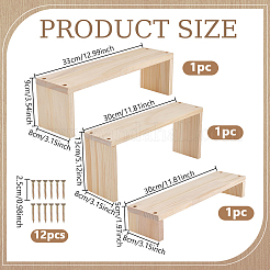 3 soporte de exhibición de joyería rectangular de madera de 3 tamaños&nbsp;ODIS-WH0099-244A