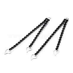 Kette aus plattiertem Messing mit Jet-Strassen und großen Herzanhängern&nbsp;KK-N216-419-02P