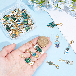 32 pendentif décoratif en forme de cactus en alliage émaillé de 8 styles&nbsp;HJEW-ME00057