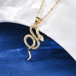 Collane a catena con ciondolo a forma di serpente in ottone per donna&nbsp;NJEW-S438-01A-G