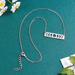 Rectangle en laiton avec pendentif phase de lune avec chaînes forçat pour femme&nbsp;JN1026A