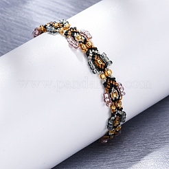 Braccialetti di perline intrecciate con semi di vetro e fiori per le donne frineds&nbsp;BJEW-F493-10D