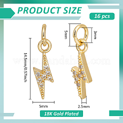 16 breloques en laiton micro pavé de zircone cubique&nbsp;KK-BC0015-35G