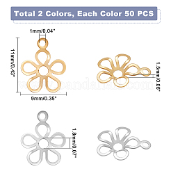 100 pièce 2 couleurs pendentif en acier inoxydable 304 monture cabochon à lunette arrière ouverte&nbsp;STAS-DC0008-81