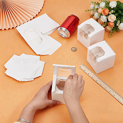 Würfelförmige Papier-Aufbewahrungsboxen für Cupcakes mit Sichtfenster&nbsp;LS-BAKE-WH0002-002B