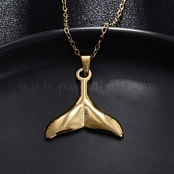 Colliers avec pendentif en acier inoxydable 304 en forme de queue de baleine&nbsp;NJEW-M096-18G