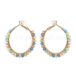 Boho boho rotondo cerchio grande orecchini a cerchio con perle di vetro&nbsp;EJEW-JE04618