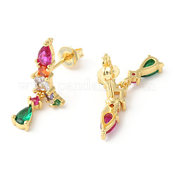 Orecchini pendenti a goccia con zirconi colorati&nbsp;EJEW-R149-01G