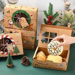 12 Stück 4 Stile Weihnachtsthema Kraftpapier Lebkuchen Süßigkeiten Boxen mit Haustier Fenster&nbsp;ST-CJ0010-15