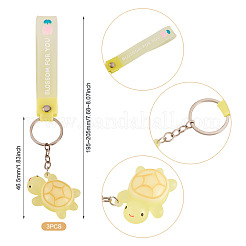 3 Schlüsselanhänger mit PVC-Schildkrötenanhänger&nbsp;KEYC-TADJ0001-02A
