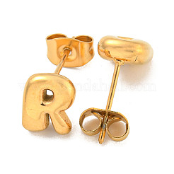 Chunk-Buchstaben-Ohrstecker aus 304 Edelstahl für Damen&nbsp;EJEW-G386-01R-G