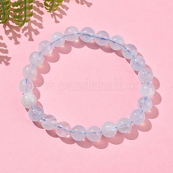 Stretch-Armbänder aus natürlichem Aquamarin mit runden Perlen für Männer und Frauen&nbsp;BJEW-U034-01C-02