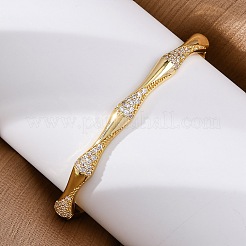 Brazaletes con bisagras de circonita cúbica transparente con micro pavé de latón para mujer&nbsp;BJEW-U025-03G