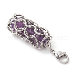 Colgante redondo de amatista natural&nbsp;HJEW-TA00357