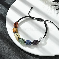 Quaderförmiges geflochtenes Perlenarmband aus natürlichen gemischten Edelsteinen&nbsp;BJEW-JB09796