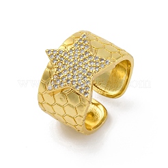 Anelli per polsini da donna in ottone con micro pavé di zirconi trasparenti&nbsp;RJEW-H248-08G-01