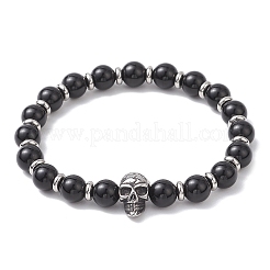 Stretch-Armbänder aus natürlichem augenlosem Obsidian und malaysischer Jade&nbsp;BJEW-JB12184