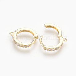 Latón micro pavimentar circonio cúbico huggie aro pendiente fornituras&nbsp;X-KK-O112-13G