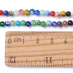Handgemachte Millefiori Glas runde Perle Stränge&nbsp;LAMP-J038-4mm-M