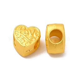 Gestelllegierung European Beads, Großloch perlen, Herz mit Wort Liebe, mattgoldene Farbe, 10x9.5x6.5 mm, Bohrung: 4 mm