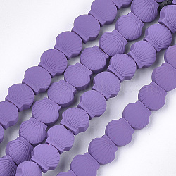 Vaporisez peints non-magnétiques synthétiques perles d'hématite brins, coquille, support violet, 8x9x4mm, Trou: 0.8mm, Environ 49 pcs/chapelet, 15.7 pouce