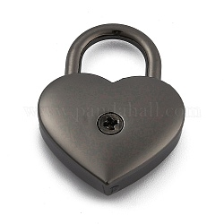 Heart Shaped Zinc Alloy Padlock, without Key, for Jewelry Box Storage Box Diary Book, Gunmetal, 3.5x2.5x0.8cm, Hole: 11mm