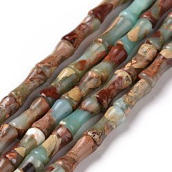 天然アクアテラジャスパービーズ連売り  柱の竹の形  12x4~5mm  穴：1mm  約34個/連  15.71~ 15.79インチ（39.9~40.1cm）