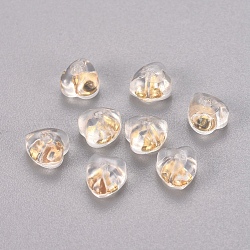Poussoirs d'oreilles en silicone, avec 925 accessoires en argent pur, cœur, clair, or, 6x5.5x4mm, Trou: 0.6mm
