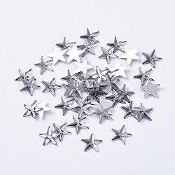 Cabochons de strass à dos plat en acrylique, dos plaqué, facette, étoiles du nord, noir, 10x1.5mm