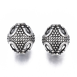 Tibetan Style Alloy Beads, Cadmium Free & Lead Free, Round, Antique Silver, 11.5x10mm, Hole: 1.6mm, about 320pcs/1000g