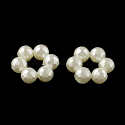 Ciambella abs plastica imitazione perla perline cornici, bianco crema, 23x21x8mm, Foro: 2 mm