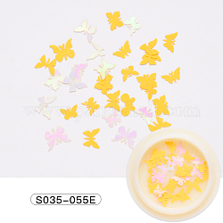 Paper Cabochons, Fashion Nail Art Decorations, Butterfly, Gold, 3~5x5~7x0.1mm, 50pcs/box