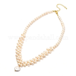 Collana con bavaglino perle di perle keshi perle naturali e barocche per donne adolescenti, oro, biancheria, 15.9 pollice (40.5 cm)