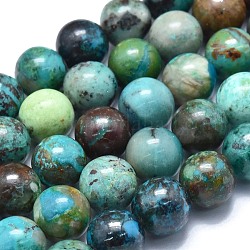 Natural Chrysocolla and Lapis Lazuli Beads Strands, Grade A, Round, 8.5~9mm, Hole: 0.8mm, about 45pcs/strand, 15.35 inch(39cm)