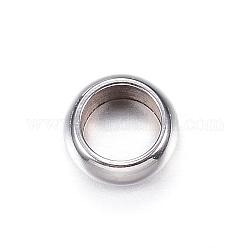 Abalorios de 201 acero inoxidable, anillo, color acero inoxidable, 6x2.5mm, agujero: 4 mm