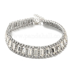 Колье-колье со стразами и кристаллами, модное ожерелье из прямоугольной цепи из сплава, платина, 10.98 дюйм (27.9 см)