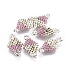 Liens de perles de rocaille japonaises miyuki & toho, motif de tissage, losange, brun rosé, 19~20x10~11x1.8mm, Trou: 1.5mm