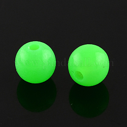 Perles acryliques de fluorescence, ronde, lime, 16mm, Trou: 2mm, environ 210 pcs/500 g
