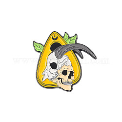 Alloy Enamel Brooches, Triangle with Skull, Yellow, 25.4x28mm