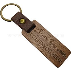 Porte-clés en bois de noyer, étiquettes porte-clés, porte-clés photo en bois pour cadeau de bricolage, avec porte-clés en alliage, véhicule, 110~115x25~27mm