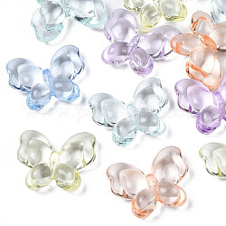 Transparente Acryl Perlen, Schmetterling, Mischfarbe, 18x21x6 mm, Bohrung: 1.6 mm