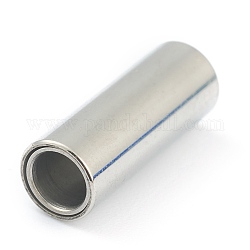 304 fermoirs magnétiques en acier inoxydable avec emembouts à coller, colonne, couleur inoxydable, 16x7mm, Trou: 5mm