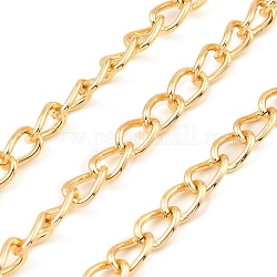 Oxidation Aluminum Curb Chains, Unwelded, with Spool, Golden, 10x6x1mm, about 131.23 Feet(40m)/Roll