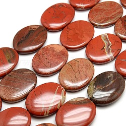 Flat Oval Natural Red Jasper Beads Strands, 40x30x9mm, Hole: 1mm, about 10pcs/strand, 16.1 inch
