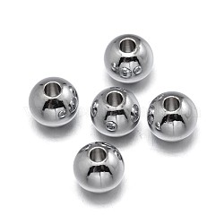 Messing Perlen, Bleifrei und Nickel frei und Cadmiumfrei, solide Runde, Echt platiniert, 10 mm, Bohrung: 2 mm