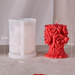 Moules en silicone de qualité alimentaire, bougie parfumée, pilier de bouquet de roses 3d, moules à bougies, moule à bougie d'aromathérapie, blanc, 8.9x11.2 cm, Diamètre intérieur: 7.2x10.3 cm