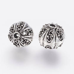 Filigrane Perlen im tibetanischen Stil, Runde, Antik Silber Farbe, 15 mm, Bohrung: 3 mm