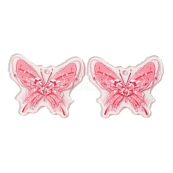 Прозрачные акриловые подвески с принтом, очарование бабочки, розовый жемчуг, 39x48x2 мм, отверстие : 2.5 мм