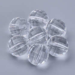 Perles en acrylique transparente, facette, ronde, clair, 24x23.5mm, Trou: 3.3mm, environ 60 pcs/500 g